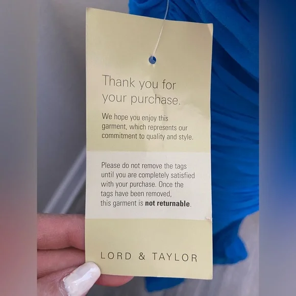 NWT, Designer 100% Silk Chiffon Blue Hi Lo Hem Evening Gown Dress, Size 8 - Picture 12 of 16